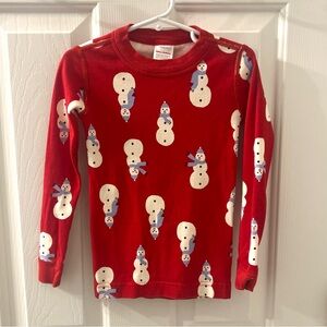 Hanna Andersson Kids Red Cotton Snowmen Pyjama Top Size 5